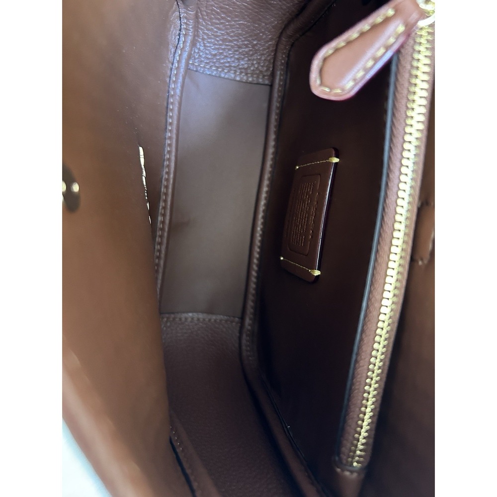 Coach Hadley Mini Straw Leather Striped Crossbody Brown Tan CM563 - Picture 7 of 11
